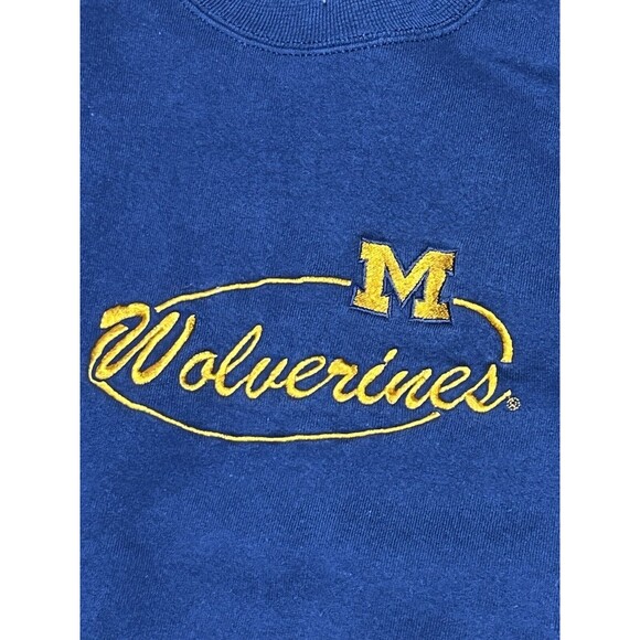michigan wolverines crewneck sweatshirt Men L Blue Knit NCAA Pullover @J2 Hanes - Picture 3 of 7